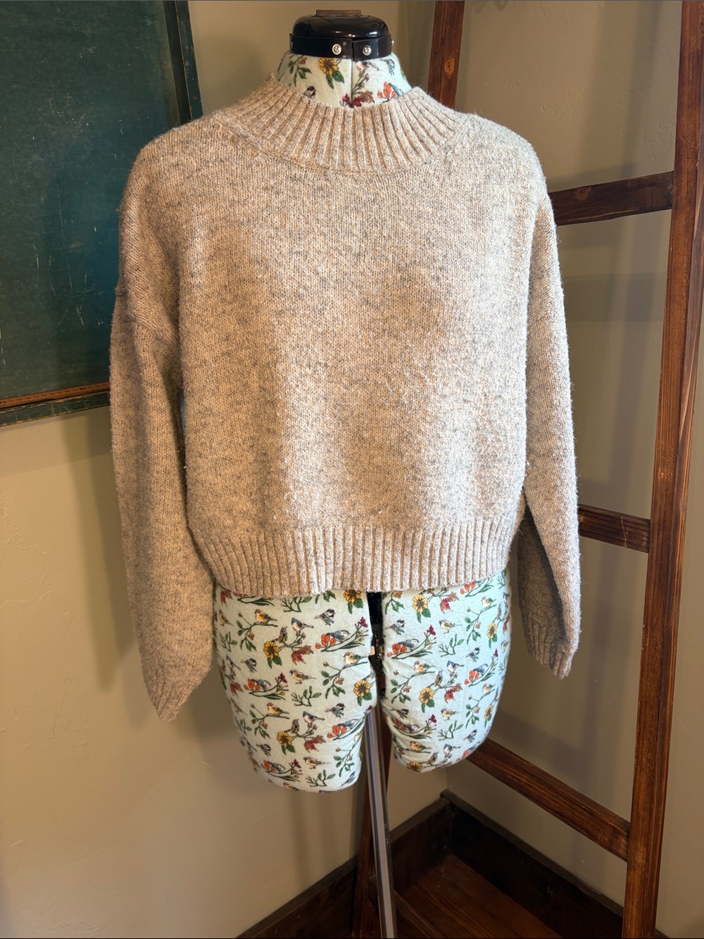 American Eagle Outfitters Neutral Beige Crewneck Sweater